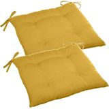 Set van 4x stuks stoelkussens voor binnen en buiten/tuin stoelen in de kleur geel 40 x 40 x 4 cm - Water en UV bestendig