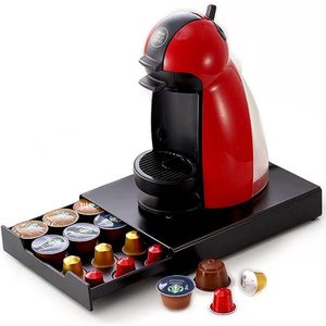 Capsulehouder voor Nespresso, Dolce Gusto, Tchibo, Lavazza, 20 capsules, anti-slip voeten, netlade, zwart, capsuleopslag