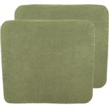 Meyco Baby Uni aankleedkussenhoes - 2-pack - badstof - olive green - 85x75cm