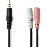 Nedis Stereo-Audiokabel - 3,5 mm Male - 2x 3,5 mm Female - Vernikkeld - 0.20 m - Rond - Polybag