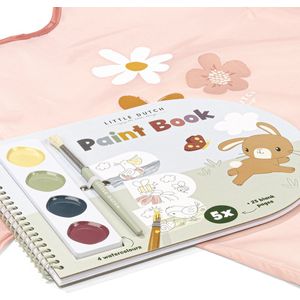 Little Dutch verfboek met bijpassende knutselschort Little Pink Flowers - creatief speelgoed - peuter kleuter verven - Bambolino Toys