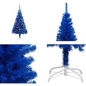 vidaXL Kunstkerstboom met LED's en kerstballen 120 cm PVC blauw - Kunstkerstboom - Kunstkerstbomen - Kerstboom - Kerstdecoratie