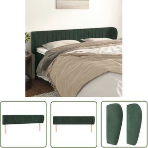 The Living Store Hoofdbord met randen 203x23x78/88 cm fluweel donkergroen - Hoofd Bord - Hoofdkussen - Beddecoratie - Velvet - Donkere Kleuren