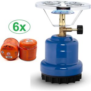 SMH LINE® Camping kooktoestel - Draagbaar Gasfornuis - Incl. 6x 190g gasflessen