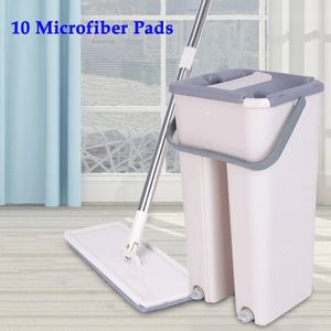 Dweil - Microfiber Dweil - Telescopische Stok Dweil - Hand Dweil - Incl 10 Pads - 2 in 1 Reiniging Emmer