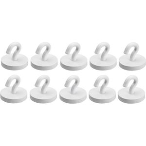 10x Kunststof ophang magneet met haak 2 cm - Ronde magnetische haakjes