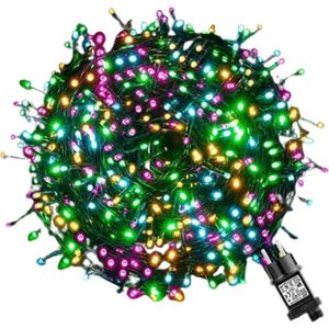 Kerstverlichting - lichtketting buiten veelkleurig 8 standen met geheugenfunctie Waterdicht IP44 Kerstversiering voor binnen en buiten Kerstbomen, feesten, bruiloften (20M, veelkleurig) [Energieklasse A+++]