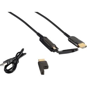 S-Impuls Actieve HDMI optical fiber kabel met smalle connector - versie 2.0 (4K 60Hz HDR) - 50 meter