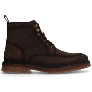 Manfield - Heren - Bruine suède veterboots - Maat 44