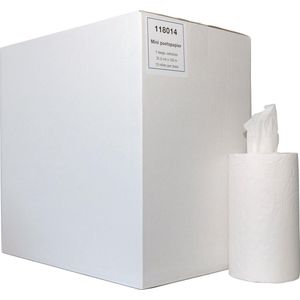 Mini rol papier, 22 cm x 120 mtr, 12 rol - handpapier - afdroogpapier - papierrol handen - papierrol