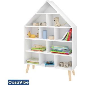 CasaVibe Kinderboekenrek - Kinderboekenkast - Boekenbak - Speelgoedkast - Kast voor kinderen - Rek voor kinderkamer - Boekenrek
