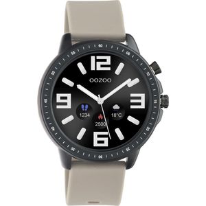 OOZOO Smartwatch - Zwarte horloge met taupe rubber band