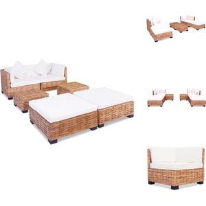 vidaXL Bankset - Banksets - Bankenset - Bankensets - Loungeset natuurlijk rattan 16-delig