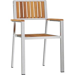 vidaXL - Stapelbare - Tuinstoelen - 2 - stuks - van - Massief - Acaciahout - en - RVS