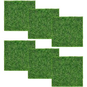Set van 6 kunstgras tegels 15 x 15 cm - Hoogwaardige nepgrasmat voor tuin en decoratie