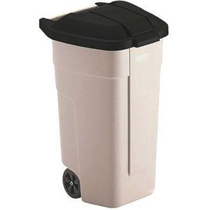 RUBBERMAID Afvalbak voor buiten 100 liter, beige met zwart deksel