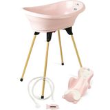 ThermoBaby Roze - 5-in-1 badset - badkuip + badzitje + antislip voet + waterafvoer + thermometer – gemaakt in Frankrijk