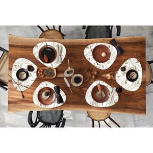 Placemat organisch - Placemats organic - Onderleggers - Marmer print - Beige - Lijn - 6 stuks