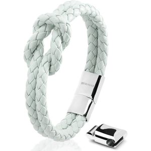 SERASAR Lederen Armband voor Dames [Knot] - Blauw 18cm - Armband met Het Beste Merk