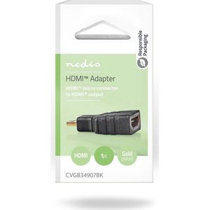 Nedis HDMI-Adapter - HDMI Micro-Connector - HDMI Output - Verguld - Recht - ABS - Zwart - 1 Stuks - Doos