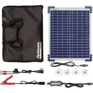 Optimate Solar Duo Zonnepaneel 20W Solar Panel Travel kit , 6-stappen 12V / 12.8V 1,67A gesloten solar accu besparende lader & druppellader
