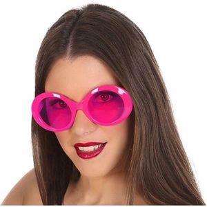 2x stuks fuchsia ronde verkleed zonnebril - Carnaval brillen