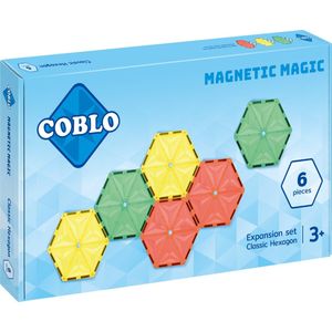 Coblo Uitbreidingsset - 6x Zeshoek - Magnetisch speelgoed - Montessori speelgoed - Magnetische tegels - STEM speelgoed - Cadeau kind - Speelgoed 3 jaar t/m 12 jaar