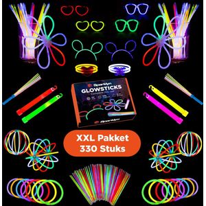 Sparklyn XXL Glow in the Dark Stick Set - 330st Glowsticks met accessoires - Breekstaafjes - Neon Party