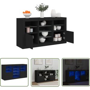 vidaXL LED-verlichting - Dressoir - Dressoir met LED-verlichting 123x37x67 cm zwart - Houten Dressoir - Kast - Opbergkast