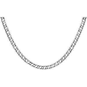 Lucardi Heren Ketting dubbele gourmet - Echt Zilver - Ketting - Moederdag Cadeautje - 50 cm - Zilverkleurig