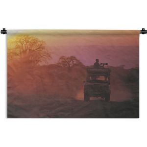 Wandkleed Vintage Auto's  - Vintage Land Rover auto op safari Wandkleed katoen 60x40 cm - Wandtapijt met foto