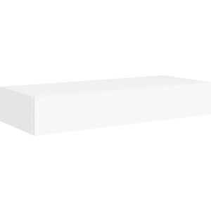 vidaXL Wandschap met lade - MDF - Wit - 60x23,5x10 cm Zwevend Schap - Wandplank - Ladenkast - Wandenplanken - Decoratief Schap