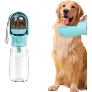 12oz Draagbare reisbeker voor huisdieren - Hondenwaterfles met voercontainer - Lekvrij ontwerp - Ingebouwd actief koolstoffilter - Voor katten en honden - Ontworpen voor reizen, wandelen, wandelen en buitenactiviteiten - Groot blauw