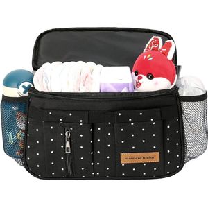 Kinderwagentas, organizer, kinderwagen, buggy, tas, baby, universele multifunctionele opbergtas (grotere zwarte sterren)