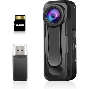 Kleine Body Camera 64GB - Echte 1080P - Persoonlijke Pocket Videocamera met Audio Loop Opname