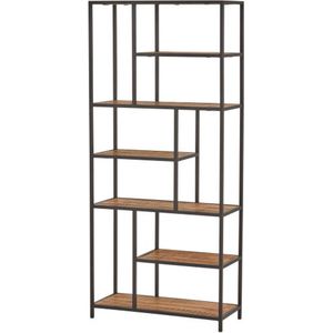 Vakkenkast - Cuba - 85 cm - Mangohout - Metalen Frame - Zwart