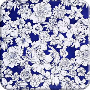 Mexicaans Tafelzeil Vintage flower - 120 x 250 cm - Donkerblauw