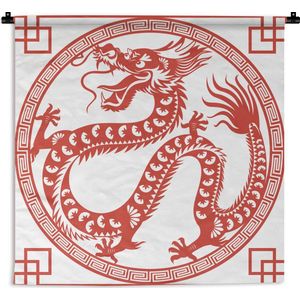 Wandkleed Aziatische schilderkunst - Papier gesneden kunst Chinese draak Wandkleed katoen 150x150 cm - Wandtapijt met foto