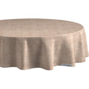 Rond Tafelzeil Linnenlook Beige Ø138cm - Tafelkleed Afwasbaar - Kunststof