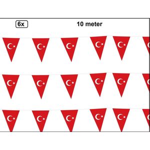 6x Vlaggenlijn Turkije 10 meter - Landen EK WK Turkish  festival thema feest fun