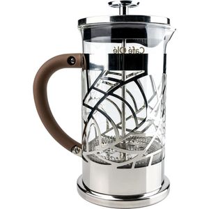 Café Olé Floral Doorzichtige Koffiemaker van Roestvrij Staal en Glas - 600 ml - 4 Mokkatkoppen Coffee Strainer