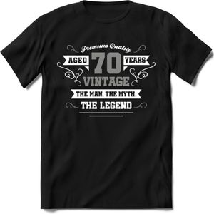 70 Jaar Legend T-Shirt | Zilver - Wit | Grappig Verjaardag en Feest Cadeau | Dames - Heren - Unisex | Kleding Kado | - Zwart - S