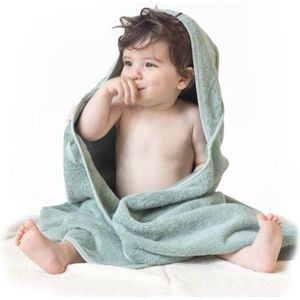Bo Weevil Baby handdoek - Met Capuchon - 100% katoen - Zacht - 100x100 cm - Mineraalgroen