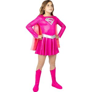 FUNIDELIA Roze Supergirl-kostuum voor meisjes - 7-9 jaar (134-146 cm)
