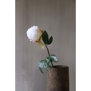 Pioenroos - kunstbloemen - wit - 50 cm - nepbloem - zijde