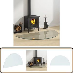 vidaXL Glasplaat Open Haard - Halfrond 1200x600 mm Glas Plaat Open Haard - Vuurvaste Glasplaat - Haardbeschermer - Vloerverwarming - Transparante Glasplaat
