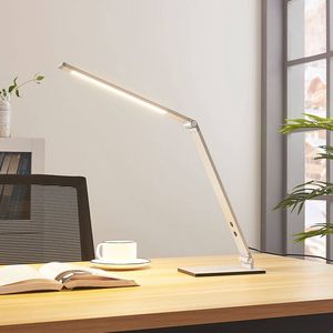 Lucande - LED bureaulamp- met dimmer - 1licht - aluminium - H: 39 cm - alu geborsteld - Inclusief lichtbron