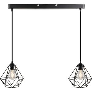 Olucia Jochem - Industriële Hanglamp - 2L - Aluminium - Zwart - Rechthoek