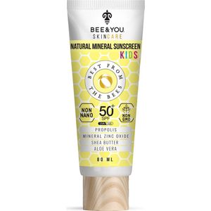 BEE&YOU Antioxidant Natuurlijke Minerale Zonnebrand voor Kinderen - Natuurlijke Zonbescherming - SPF 50+ UVA/UVB - 80ml