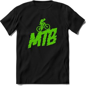 MTB Rider | TSK Studio Mountainbike kleding Sport T-Shirt | Neon Groen | Heren / Dames | Perfect MTB Verjaardag Cadeau Shirt Maat L